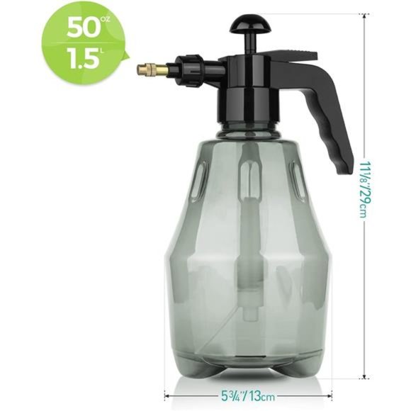 Fine Mist Spray Bottle Plastic Grey 1.5L, Hand Held Pressure Plant Mister - Picture 4 of 6